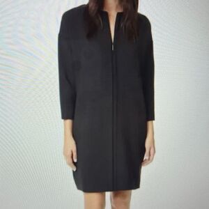 Vince Dress Seam Front Zipper Detail Black Hand Pockets Size Medium